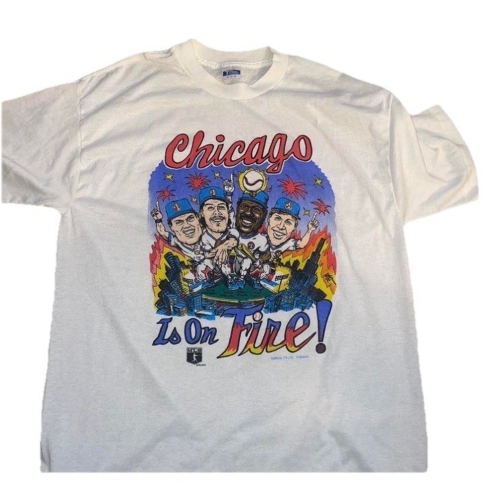 VTG 80s Chicago Cubs Caricature Shirt Size XL